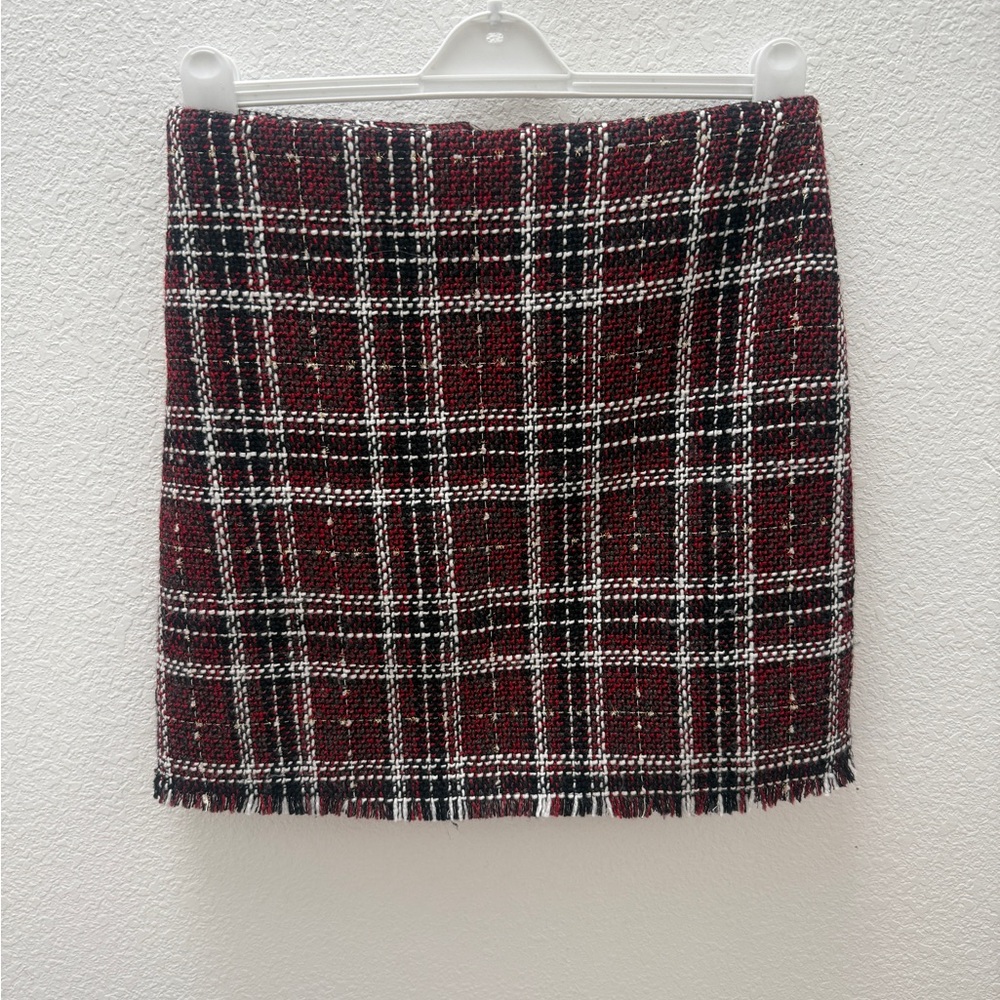Sanctuary Red and Black Tweed Pencil Mini Skirt size Small